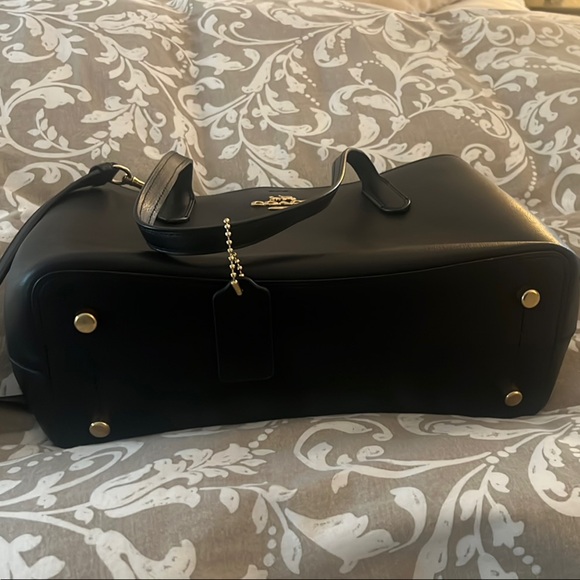 Coach Black Leather Handbag with Gold Details - Picture 4 of 5